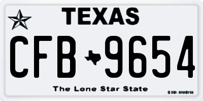 TX license plate CFB9654