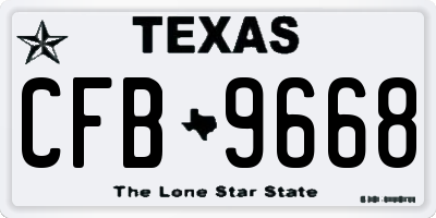 TX license plate CFB9668