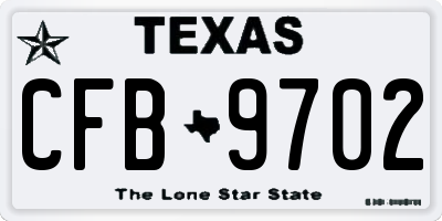 TX license plate CFB9702