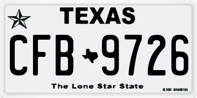 TX license plate CFB9726