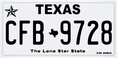 TX license plate CFB9728