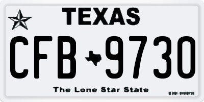 TX license plate CFB9730