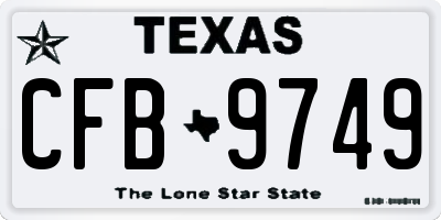 TX license plate CFB9749