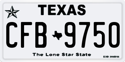 TX license plate CFB9750