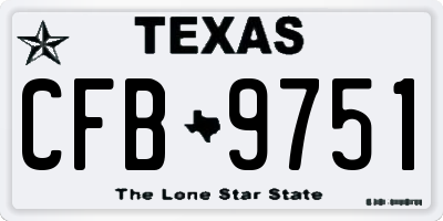 TX license plate CFB9751