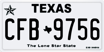 TX license plate CFB9756