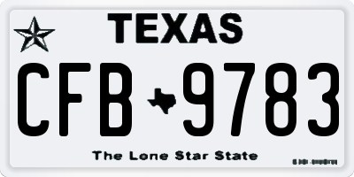 TX license plate CFB9783