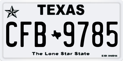 TX license plate CFB9785
