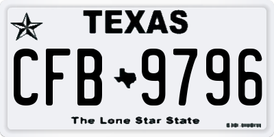 TX license plate CFB9796