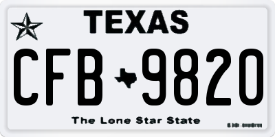 TX license plate CFB9820