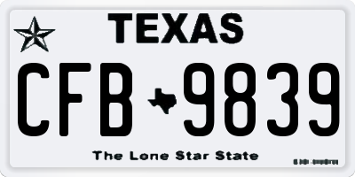TX license plate CFB9839