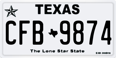 TX license plate CFB9874