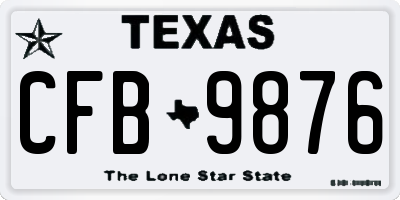 TX license plate CFB9876