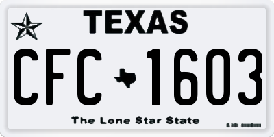 TX license plate CFC1603