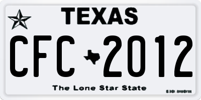 TX license plate CFC2012