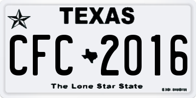 TX license plate CFC2016