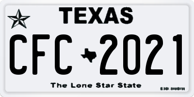 TX license plate CFC2021