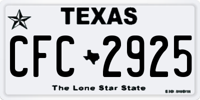 TX license plate CFC2925