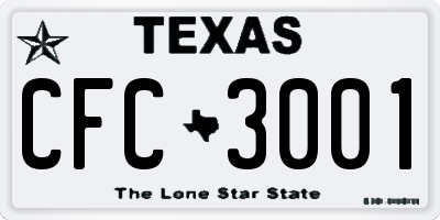 TX license plate CFC3001