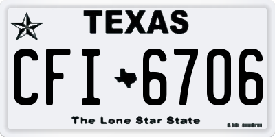 TX license plate CFI6706
