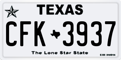 TX license plate CFK3937