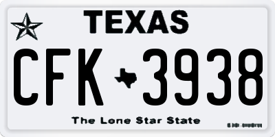 TX license plate CFK3938