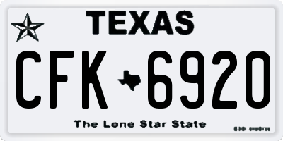 TX license plate CFK6920