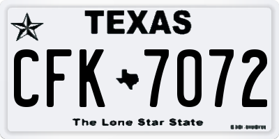 TX license plate CFK7072