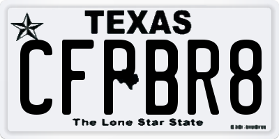 TX license plate CFPBR8