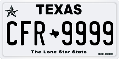 TX license plate CFR9999
