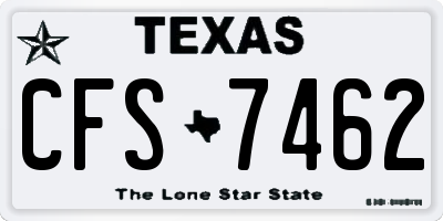 TX license plate CFS7462