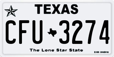 TX license plate CFU3274