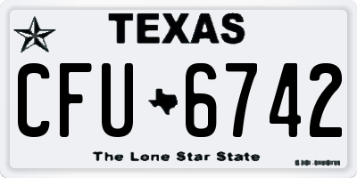 TX license plate CFU6742
