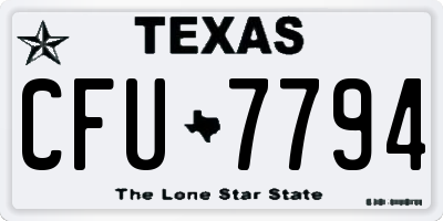 TX license plate CFU7794