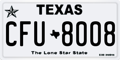 TX license plate CFU8008