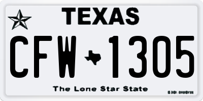 TX license plate CFW1305