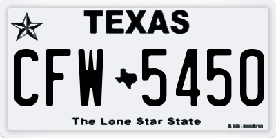 TX license plate CFW5450