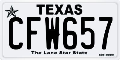 TX license plate CFW657