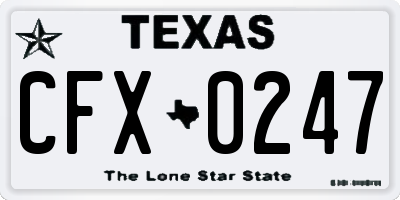 TX license plate CFX0247