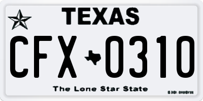 TX license plate CFX0310