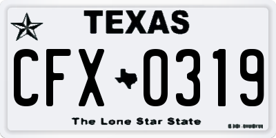 TX license plate CFX0319