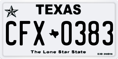 TX license plate CFX0383