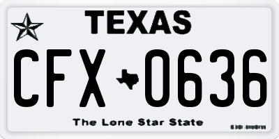 TX license plate CFX0636