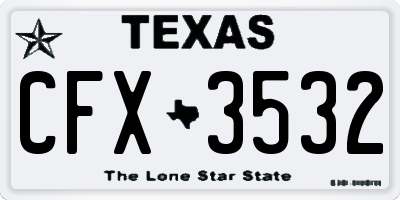 TX license plate CFX3532