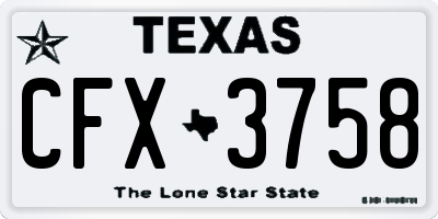 TX license plate CFX3758