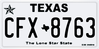 TX license plate CFX8763