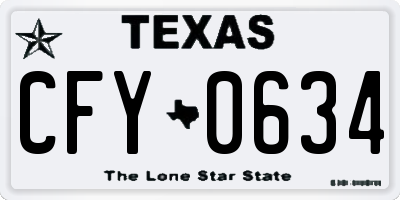 TX license plate CFY0634