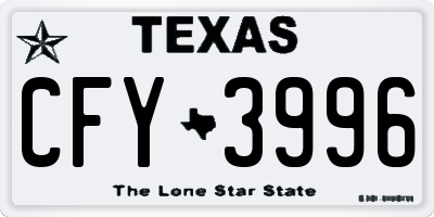 TX license plate CFY3996