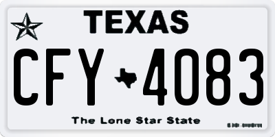 TX license plate CFY4083