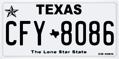 TX license plate CFY8086